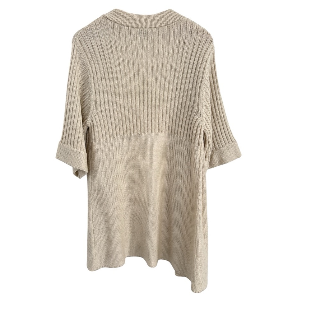 Cream Open-Front Ribbed Knit Cardigan Sweater - Picture 2 of 6